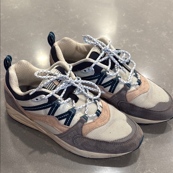 Karhu Cream and Blue Retro-Inspired Athletic Shoes - Picture 1 of 8